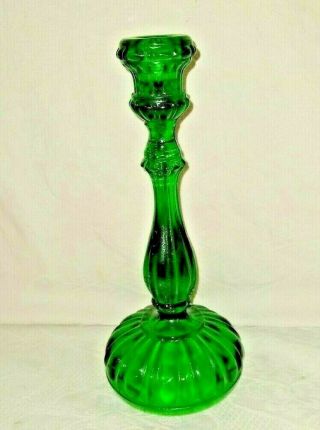 Vintage Emerald Green Glass Candlestick Taper Candle Holder Portugal 10 " Tall