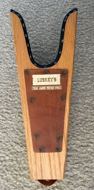 Vintage Wood Wooden & Leather Boot Jack From Luskey’s Western Stores