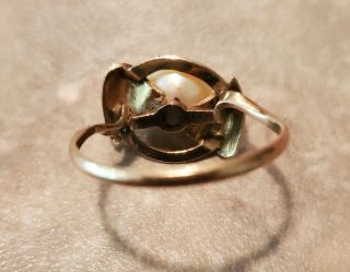 Old Antique Vintage 10K Solid Gold Women ' s Jewelry Ring w/Pearl 3