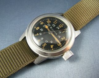 Vintage Bulova Mil - W - 3818a Hack Us Military Pilots Mens Watch Stainless 1961