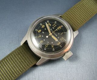 Vintage Bulova A - 17 Hack Us Military Pilots Mens Watch Stainless 1960