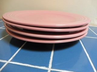 Retired Fiestaware Rose Pink Set Of 4 Dinner Plates Homer Laughlin 10 - 1/2 "