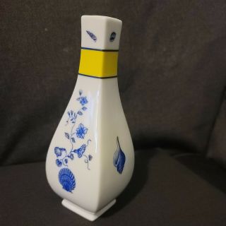 1988 Lynn Chase Designs " Costa Azzurra " Bud Vase Shells Floral Blue Yellow Exc.