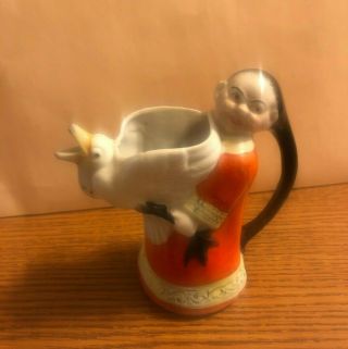 Antique Schafers & Vater Chinese Woman & Goose Creamer