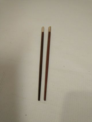 Vintage 10 " Japanese Chopsticks Shell Mother Of Pearl Ends