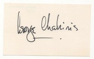 George Chakiris - " West Side Story " 1961 Film Actor - Autographed 3x5 Card