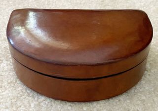 Vintage Mens Italian Leather Jewelry Box Case Holder Trinket Curved Made Italy