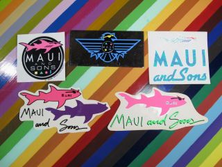 Vtg 1980s Maui And Sons Surf Street Sticker - Sharks And Others