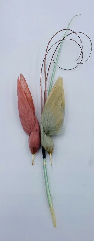 Vintage Feather Birds Wrapped Stem,  Unique Hat Decoration