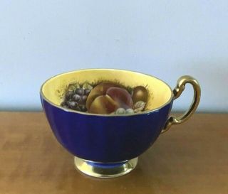 Vintage Aynsley Cobalt Blue And Gold Orchard Fruit Tea Cup Only