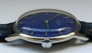 Vtg Breitling Geneve Blue Dial Big Size Nickel Plated Case From 1955 Aprox.