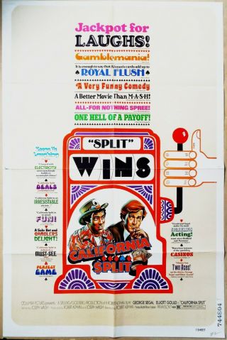 California Split 1974 George Segal & Elliott Gould Us One Sheet Poster