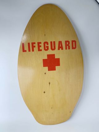 36 " X 20” Vintage Classic Lifeguard Skimboard Boogie Board Wood And Red Cross