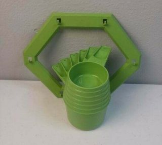 Vintage Tupperware Green Apple Lime Nesting Stacking Measuring Cups Set & Wall H
