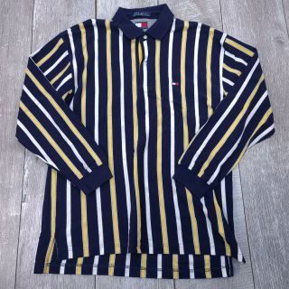 Vintage Tommy Hilfiger Rugby Polo Long Sleeve Shirt Men Xl Blue Stripe Cotton