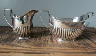 Antique Vintage Daniel & Arter Birmingham Silver Plated Milk Jug & Sugar Bowl