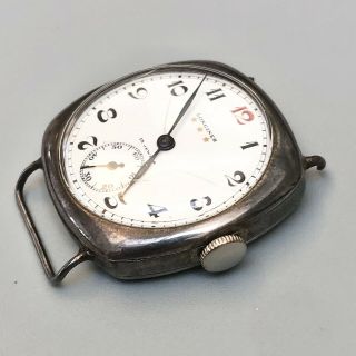 Vintage 1920s Longines Trench Watch,  Sterling Silver Case,  for repair 3