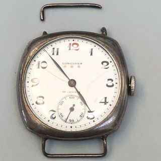 Vintage 1920s Longines Trench Watch,  Sterling Silver Case,  for repair 6