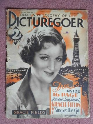 Picturegoer (1934) Uk Mag Gracie Fields,  John Barrymore,  Joan Bennett,  Etc