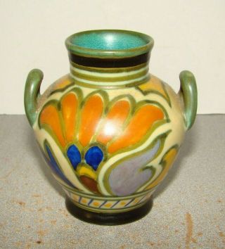 Vintage Royal Zuid Gouda Pottery Metz Small Handled Vase