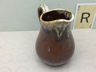 Vintage USA Brown Drip Pottery Small Pitcher Creamer G3 2