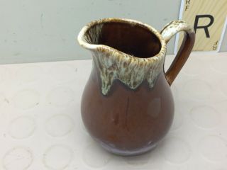 Vintage USA Brown Drip Pottery Small Pitcher Creamer G3 3