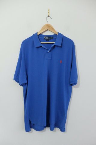 Vintage Ralph Lauren S/sleeve Polo | 2xl | Blue Slim Fit