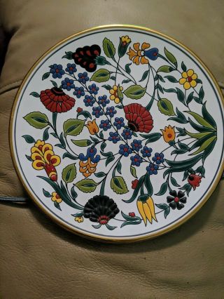 Manousakis Keramik Rodos Greece Hand Made Ceramic Floral Textured Plate 7.  5 "