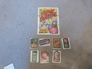 Vintage 1973 Series Wacky Packages Complete Puzzle Checklist & 7 Cards Stickers