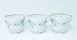 3 Johann Haviland Blue Garland Rose Tea Cups Fine China Bavaria Germany