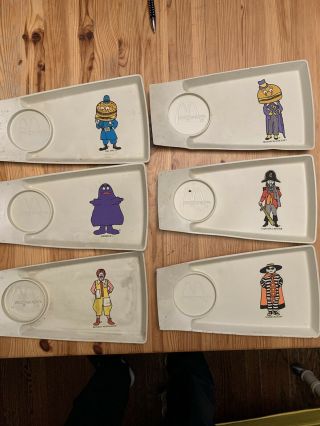Vintage Mcdonalds Complete Set Of 6 Character White Plastic Wedge Shaped Trays