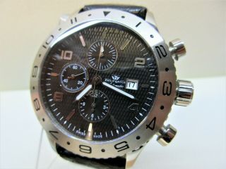 Philip Admiral Automatic Chronograph Valjoux 7750 Black Dial Swiss Watch