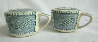 Royal China Blue And White Currier And Ives Salt And Pepper Shakers