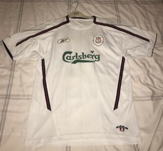Vintage Men’s Liverpool Fc Shirt Top 2004 / 2005 White Third Shirt Size L Large