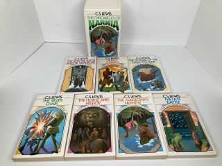 The Chronicles Of Narnia Cs Lewis Vintage 1970’s Box Set 1st Collier - 7 Paperback