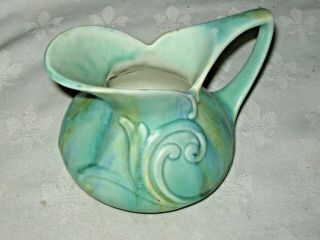 A Vintage English Sylvac Art Nouveau Style Green Glaze Pottery Jug No 136