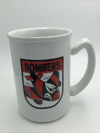 90’s Vintage Afl Vfl Essendon Bombers Large Ceramic White Coffee/tea Mug Cup