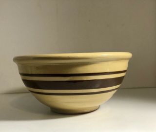 Vintage Weller Yellow Ware Brown Band Mixing Bowl