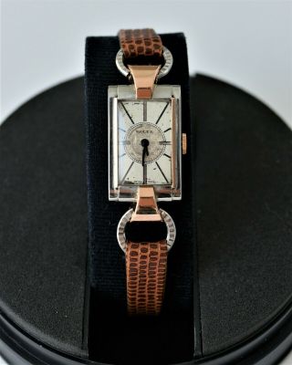 1920s Art Deco ROLEX Extra Prima 18k Gold and SS Ladies Watch 2
