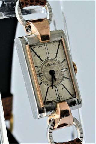 1920s Art Deco ROLEX Extra Prima 18k Gold and SS Ladies Watch 3