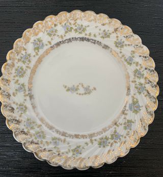 C.  T.  Made In Germany Vintage Porcelain Plate Raised Scrolls & Floral Pattern