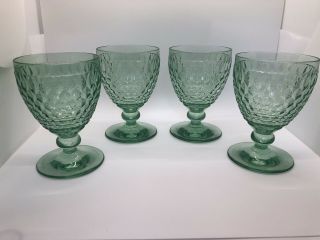 Set Of 4 Of Villeroy & Boch Boston Green Water Glasses Goblets
