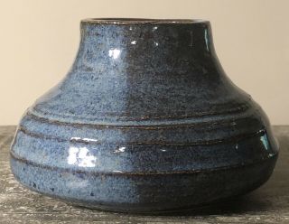 Nz Studio Art Pottery Handmade Bud Vase Plant Holder Blue Glaze Boho Signed Boo