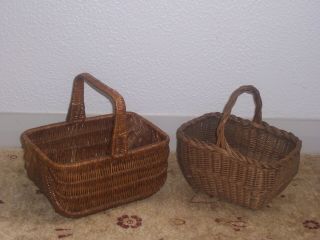 2 X Vintage Wicker Shopping Baskets 1950/60s 99p
