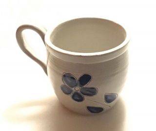 Williamsburg Salt Glaze Blue Cobalt Flower Pattern Stoneware Pottery Mug Cup