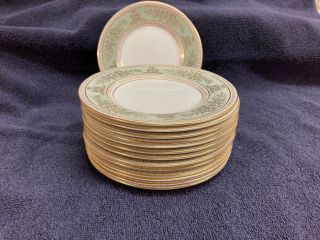 Wedgewood Columbia Gold Sage Green Bread And Butter Plates