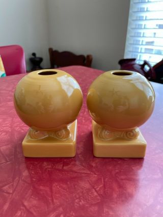 Vintage Fiesta (fiestaware) Bulb Candle Holder - Yellow Pair