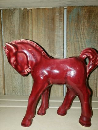 Vintage Shawnee Pottery Miniature Red/Burgundy Horse Planter 5 3/4 