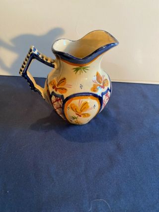 Hb Quimper Hand Painted Small Creamer Syrup Pitcher
