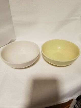 Vintage Pair Russell Wright Iroquois 5 1/4 " Fruit Bowls / Yellow & White